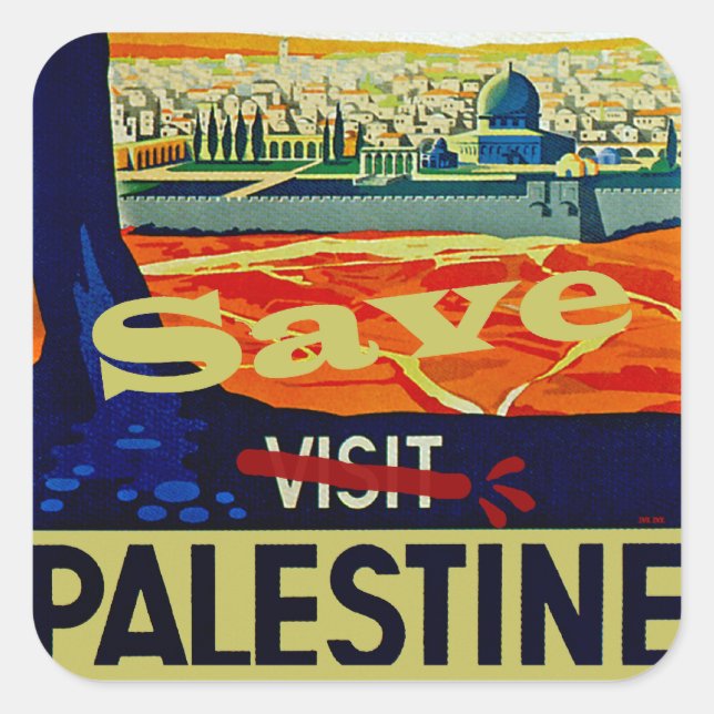 Sticker Carré Sauvez la Palestine (Devant)
