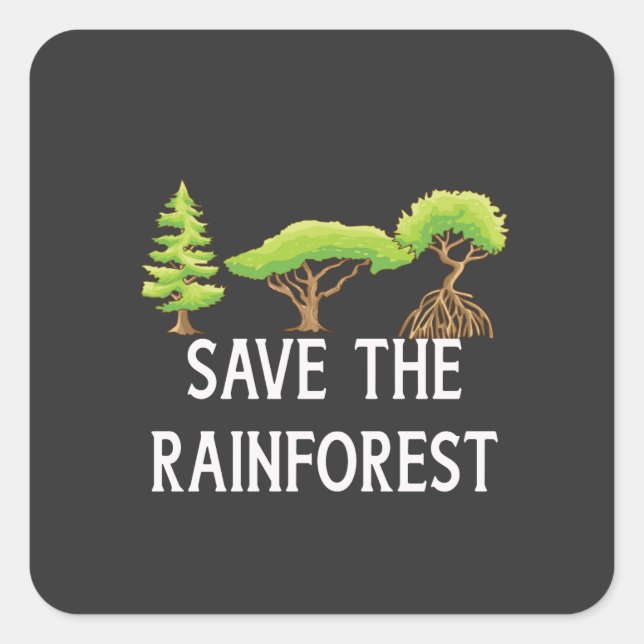 Sticker Carré Sauvez La Rainforest (Devant)