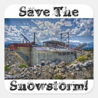 Sticker Carré Sauvez la tempête de neige ! -Autocollant