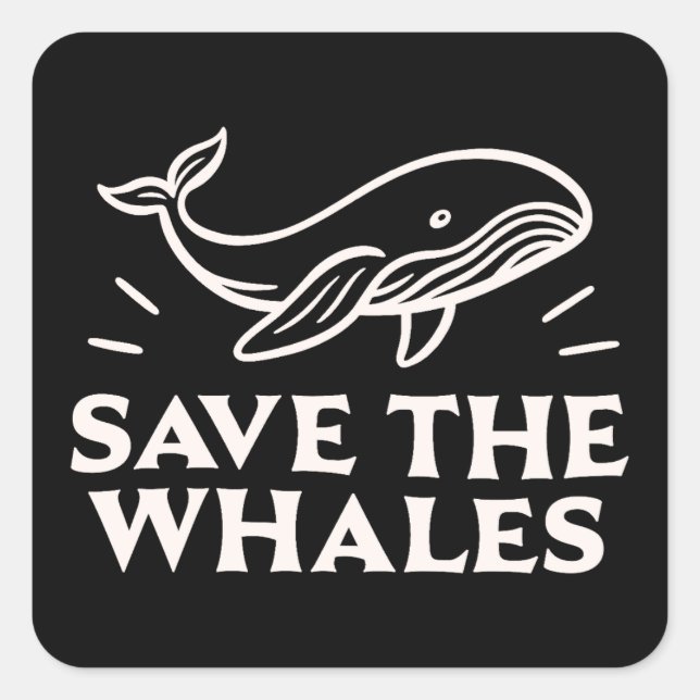 Sticker Carré Sauvez les baleines (Devant)