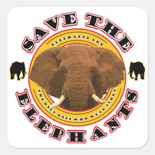 Sticker Carré Sauvez les éléphants