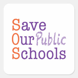Sticker Carré Sauvez nos écoles publiques