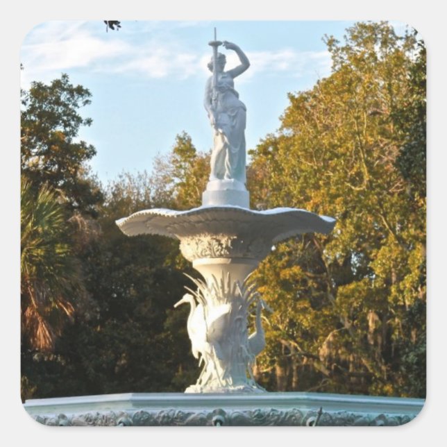 Sticker Carré Savannah Georgia Forsyth Park Fontaine (Devant)