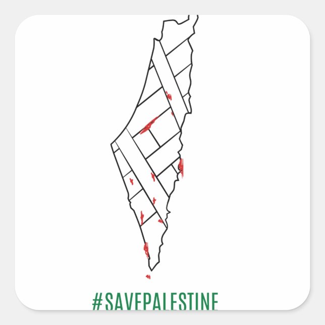 Sticker Carré Save Palestine saigned map - Liberté pour Palestin (Devant)