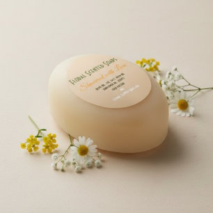 Sticker Carré Savon de Faveur de Douche Florale Bébé « Douche d'