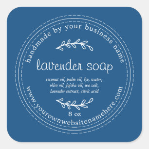 Sticker Carré Savon de lavande artisanale rustique bleu classiqu