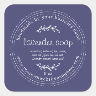Sticker Carré Savon de lavande artisanale rustique bleu marine