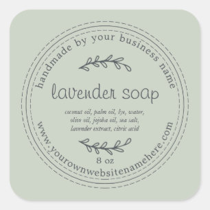 Sticker Carré Savon de lavande artisanale rustique Pastel Green