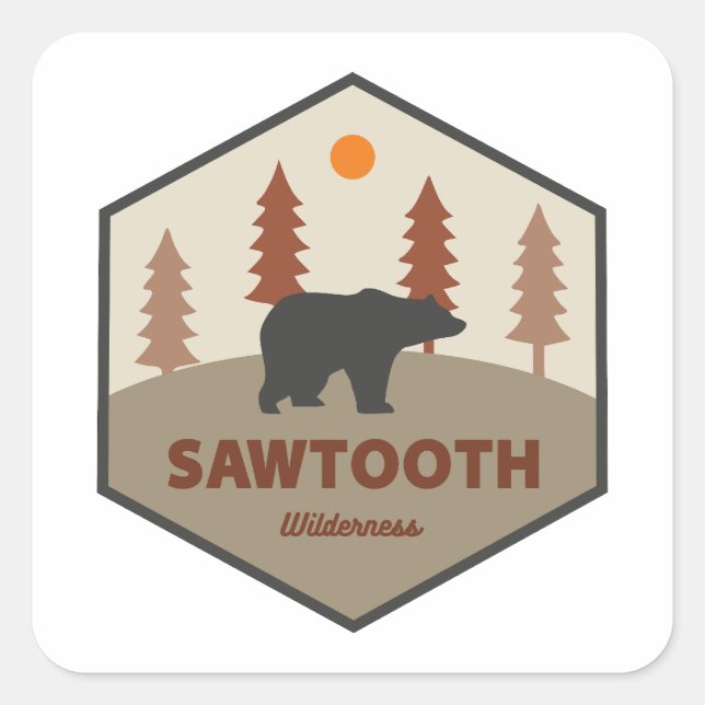 Sticker Carré Sawtooth Wilderness Ours Idaho (Devant)