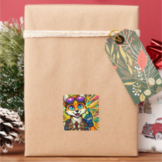 Sticker Carré SBD6 Ah-Ha Fox