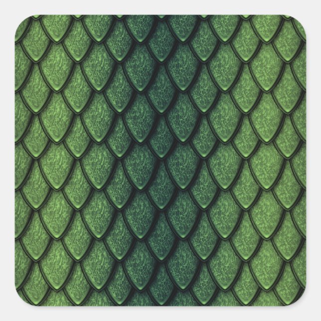 Sticker Carré Scales de dragon vert (Devant)