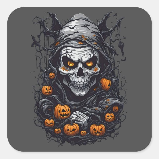 Sticker Carré Scanner Halloween Design (Devant)