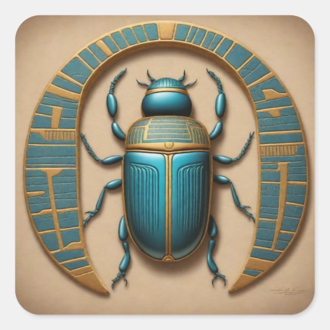Sticker Carré Scarab égyptien sacré (Devant)
