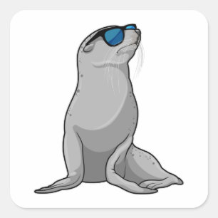 Sticker Carré Sceau avec lunettes de soleil