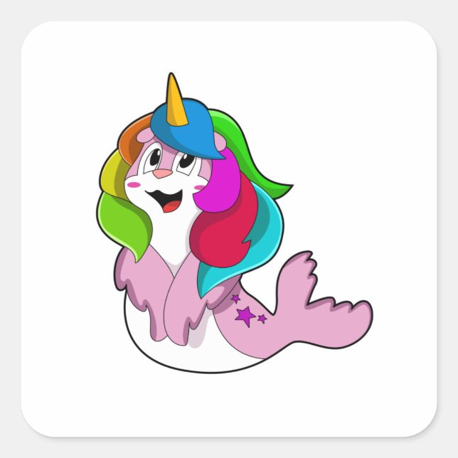 Sticker Carré Sceau comme licorne (Devant)