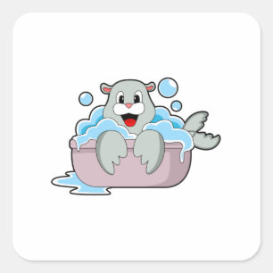 Sticker Carré Sceau dans la baignoire