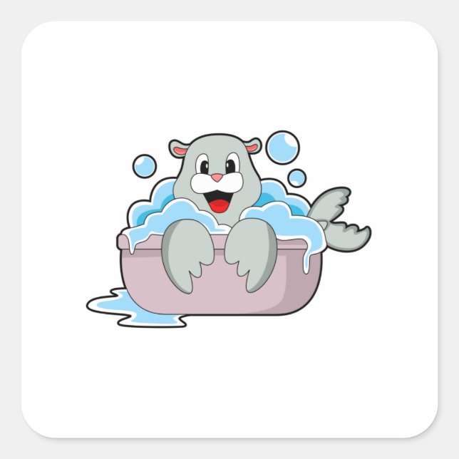 Sticker Carré Sceau dans la baignoire (Devant)