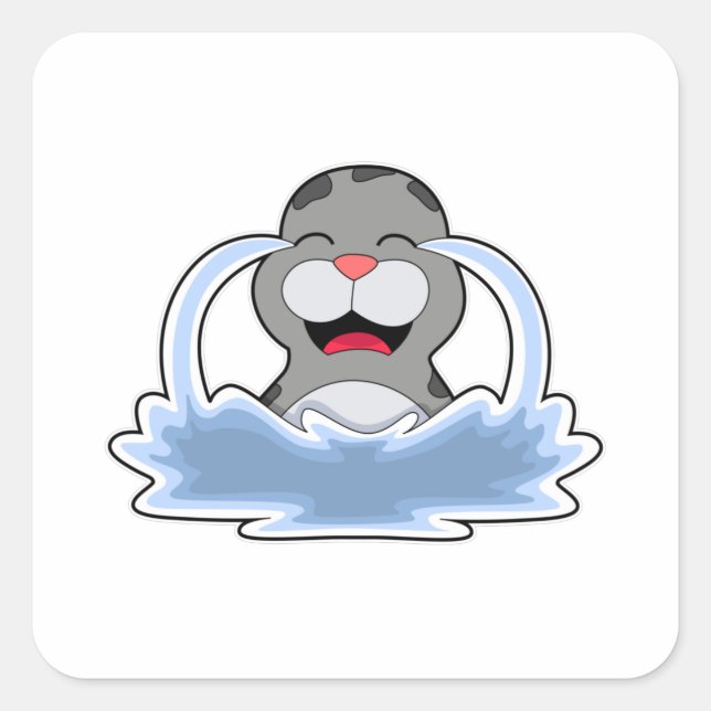 Sticker Carré Sceau dans l'eau (Devant)