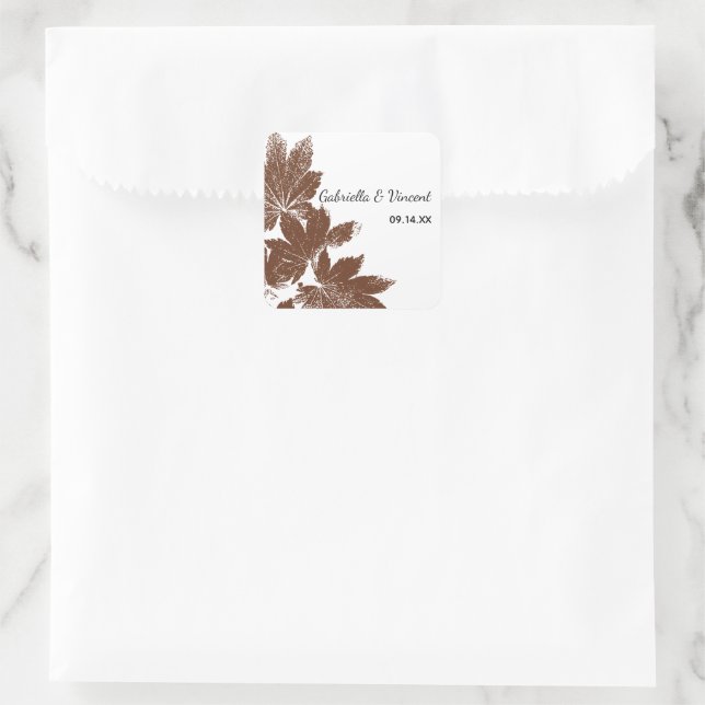 Sticker Carré Sceau de l'enveloppe du Mariage du timbre-poste Br (Sac)