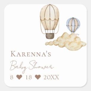 Sticker Carré Sceau d'enveloppe de Baby shower blanc à air chaud