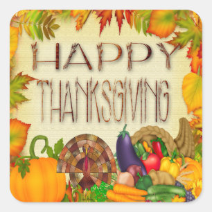 Sticker Carré Sceau d'enveloppe de bon thanksgiving