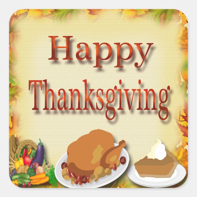 Sticker Carré Sceau d'enveloppe de bon thanksgiving (Devant)
