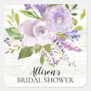Sticker Carré Sceau d'enveloppe de Fête des mariées de fleurs ru