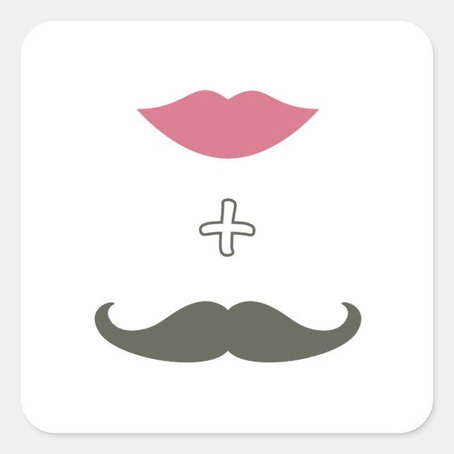 Sticker Carré Sceau d'enveloppe de la Moustache et des lèvres él (Devant)