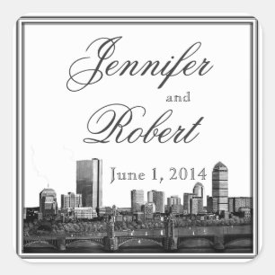 Sticker Carré Sceau d'enveloppe de mariage de destination de Bos