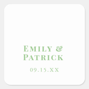 Sticker Carré Sceau d'enveloppe de mariage vert sauge moderne si