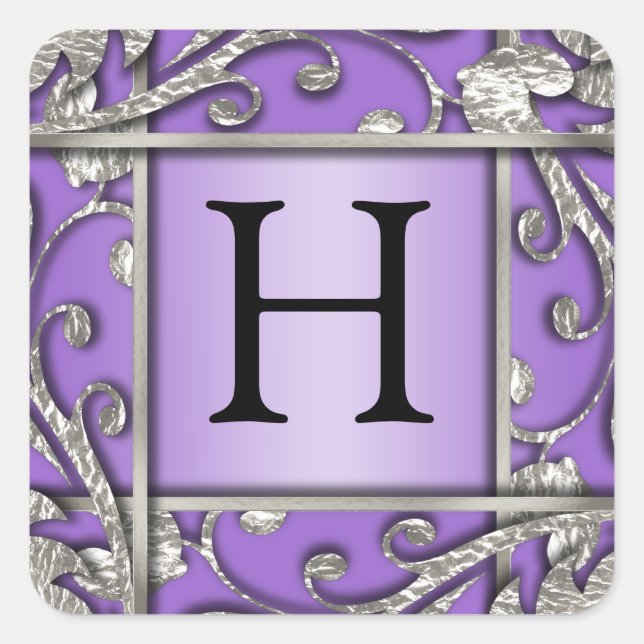 Sticker Carré Sceau d'enveloppe de monogramme en lattice couleur (Devant)