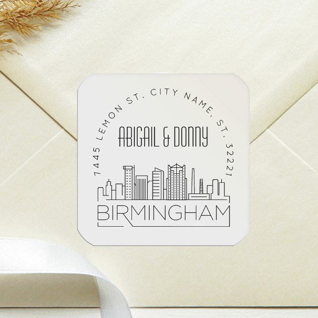 Sticker Carré Sceau d'enveloppe Mariage de Birmingham (Alabama) (Créateur téléchargé)