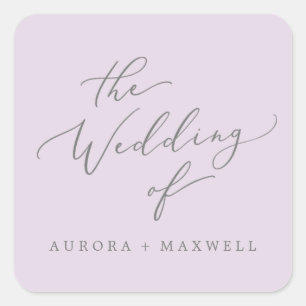 Sticker Carré Sceau d'enveloppe Mariage Lavender délicat