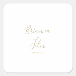 Sticker Carré Sceau d'enveloppe Mariage minimaliste Or
