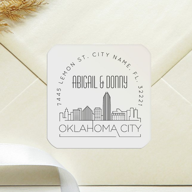 Sticker Carré Sceau d'enveloppe pré-adressée du Mariage d'Oklaho (Créateur téléchargé)