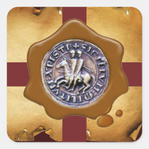 Sticker Carré SCEAU DU MODÈLE DES CHEVALIERS, Cire Brown, Parche