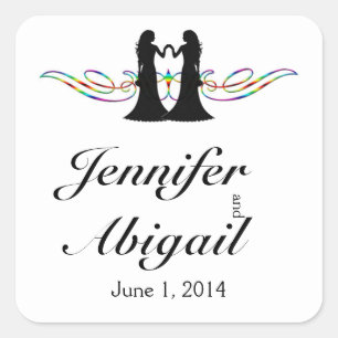 Sticker Carré Sceau Mariage d'enveloppe Elégance Rainbow Brides