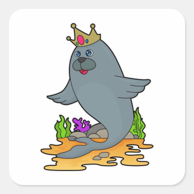 Sticker Carré Sceau roi avec couronne (Devant)