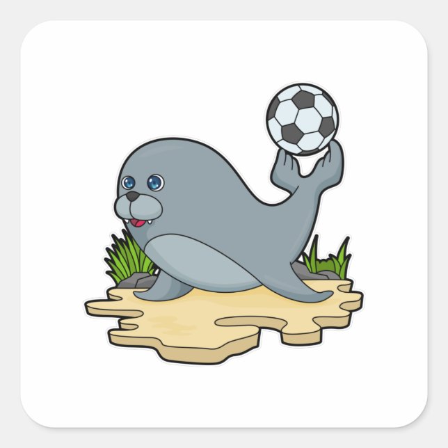 Sticker Carré Sceller comme joueur de football avec Soccer (Devant)