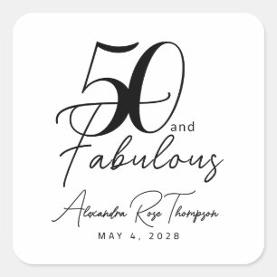Sticker Carré Scénario 50 ans et Fabulueux Fête d'anniversaire 5