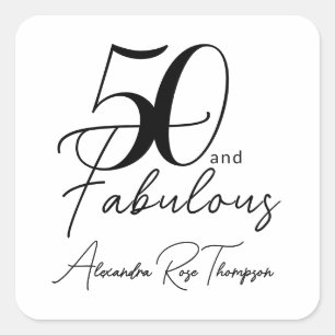 Sticker Carré Scénario 50 ans et Fabulueux Fête d'anniversaire 5