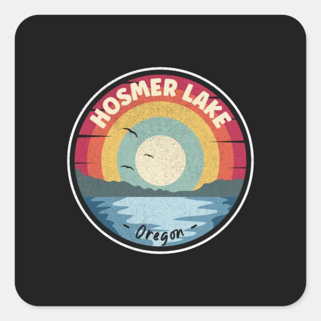 Sticker Carré Scène colorée du lac Hosmer dans l'Oregon (Devant)
