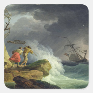 Sticker Carré Scène côtière dans une tempête, 1782