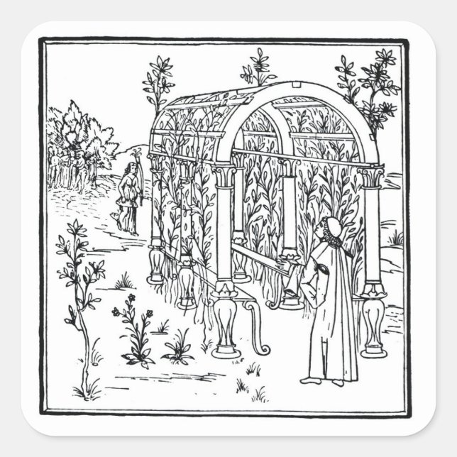 Sticker Carré Scène de jardin, de 'Hypnerotomachia Poliphili' a (Devant)