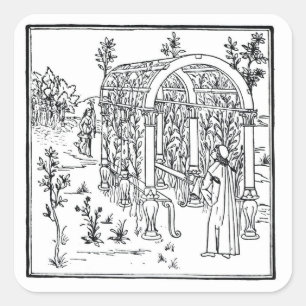 Sticker Carré Scène de jardin, de 'Hypnerotomachia Poliphili' a