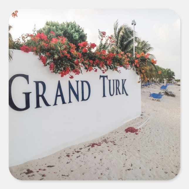 Sticker Carré Scène De La Plage De Grand Turk (Devant)