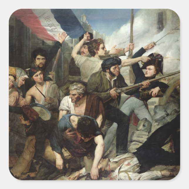 Sticker Carré Scène de la révolution de 1830 (Devant)