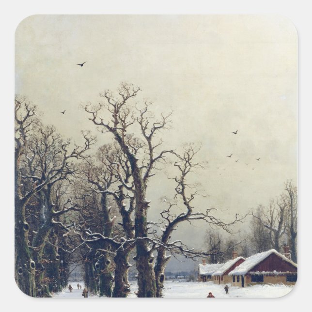 Sticker Carré Scène d'hiver, 19e siècle (Devant)