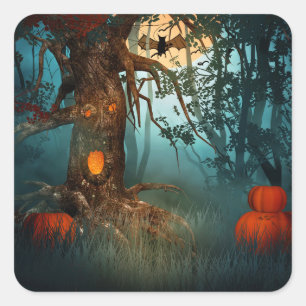 Sticker Carré Scène effrayante de Halloween (3) - personnaliser