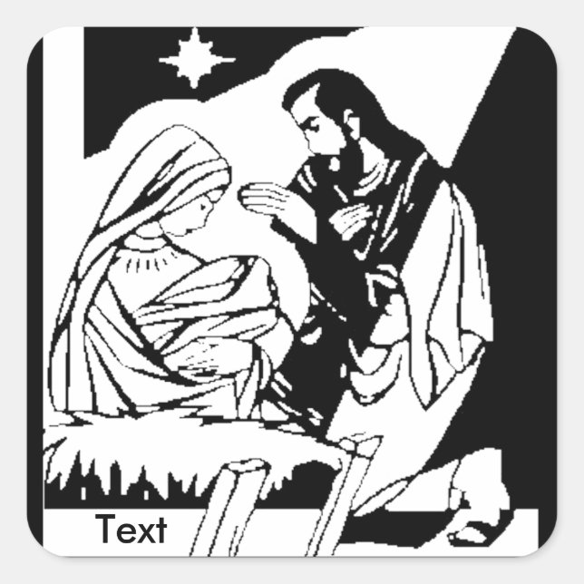 Sticker Carré Scène Noir/Blanc de Maître de Noël (Devant)